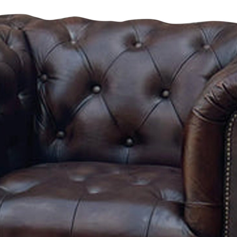 Dark Brown top-grain buffalo leather close-up