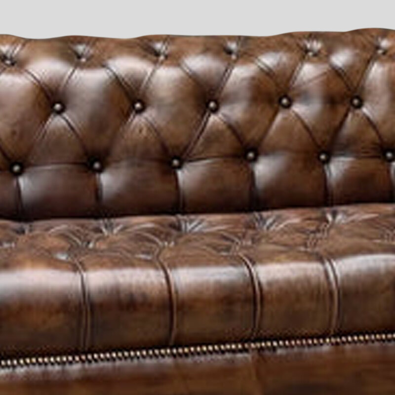 Aged Tan top-grain buffalo leather close-up
